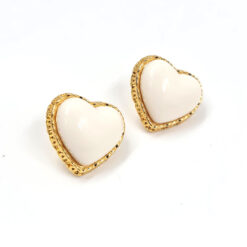 Aro corazón blanco y dorado