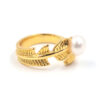 Anillo hoja con Perla