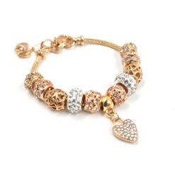 Pulsera Charm Dorado y perlas